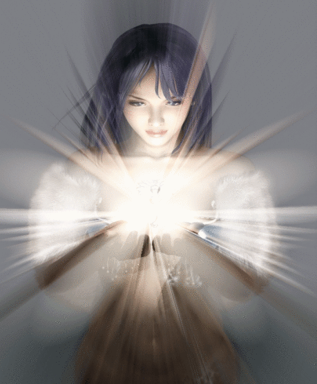woman holding glowing key
